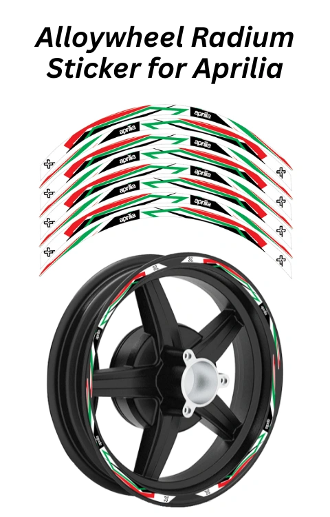 Alloy Wheel Radium Sticker for Aprilia SR125/150/160 | Printed In Premium Radium with FPF (Fade Protection Film), Waterproof, Precut Sticker, Pack Of 1